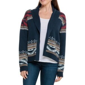 Lucky Brand Thick Open Front Cardigan Tribal Pattern Sz S NWOT